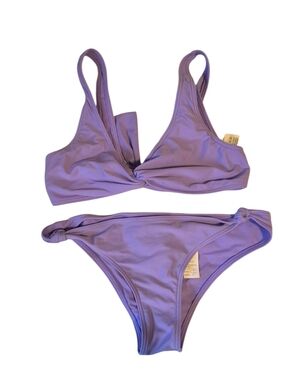 Abercrombie & Fitch Lavender Twist Top And Knotted Bikini Bottoms, Sz S
